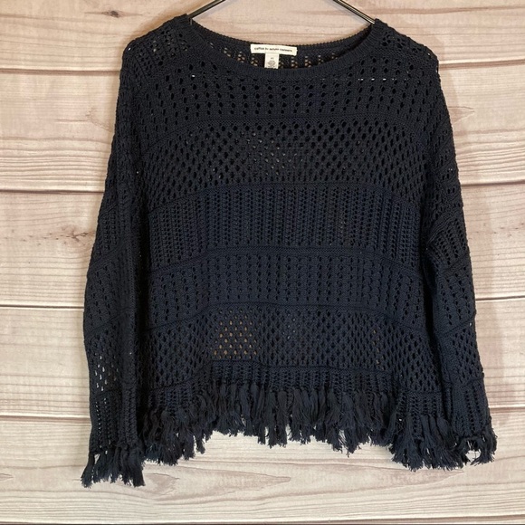 Autumn Cashmere Black Tassel Crew Neck Sweater - Picture 1 of 11